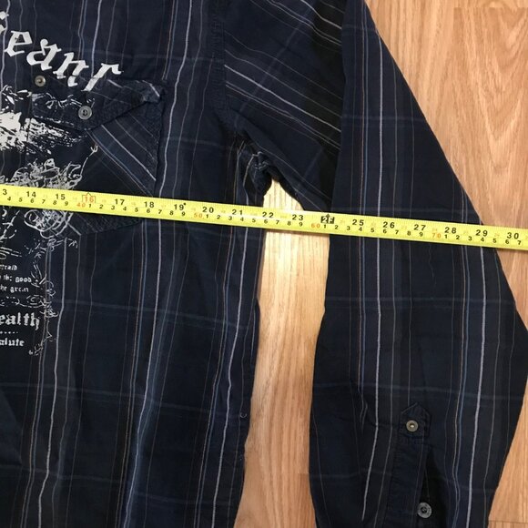 G-Paul Jeans XXL Mens Long Sleeve Button Down Shirt Cotton Black Gray Plaid - Picture 7 of 8
